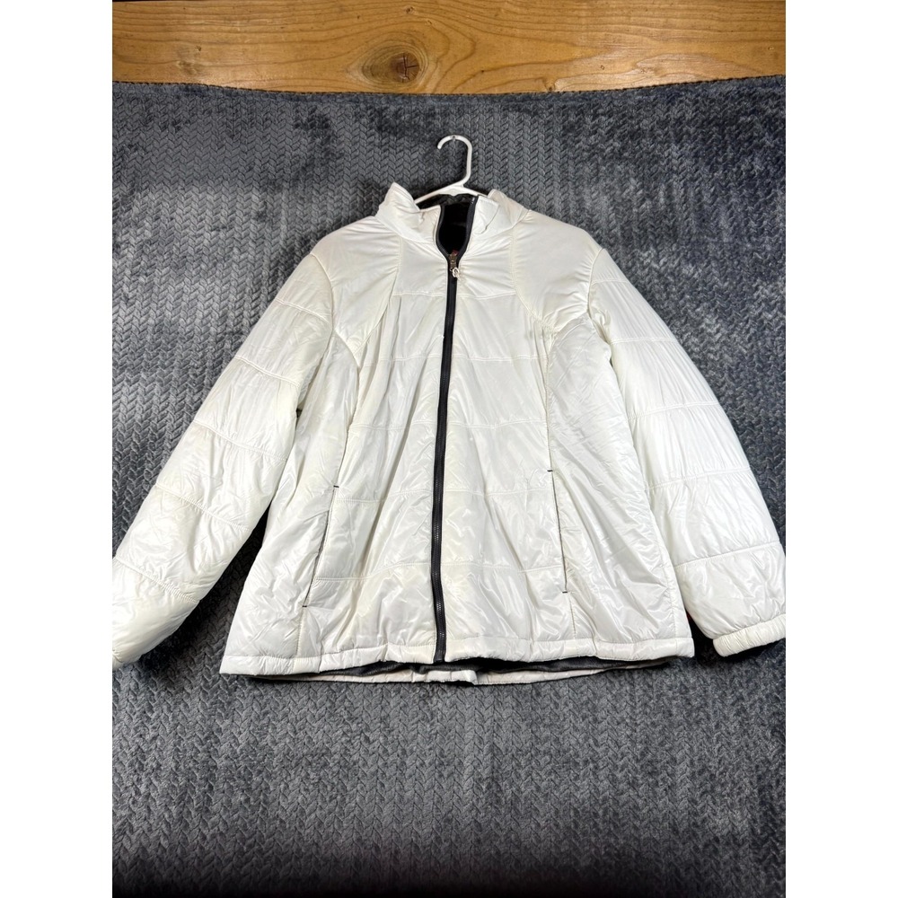 Free Country Live In It Puffer Jacket Womens 1X Plus White Fleece Lined Quilted